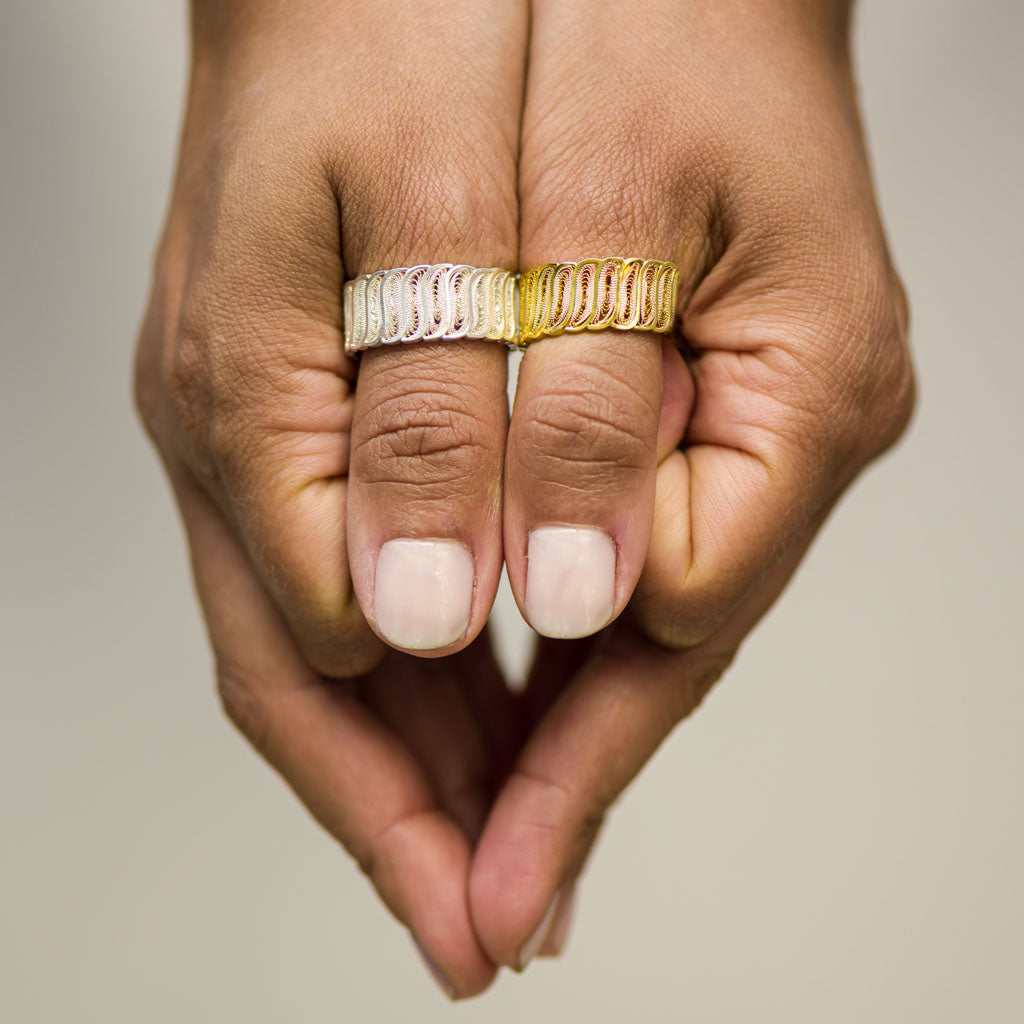 BOTH 950 Silver and Gold Vermeil COASTAL RINGS OH VOILA JEWELRY