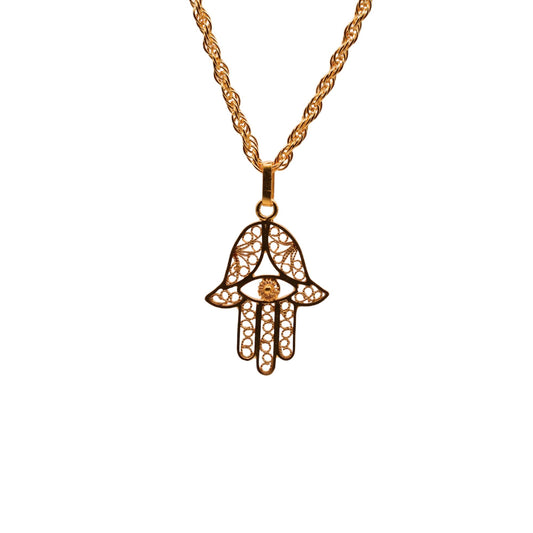 Guardian Hamsa Pendant Gold 18 inches chain
